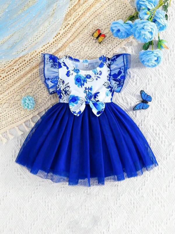 Robe tulle volants nœud