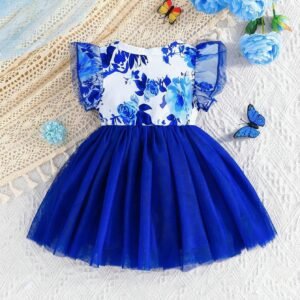 Robe tulle volants nœud