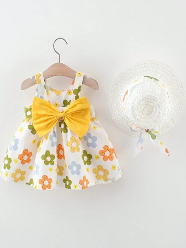Ensemble 2 pcs robe nœud bébé