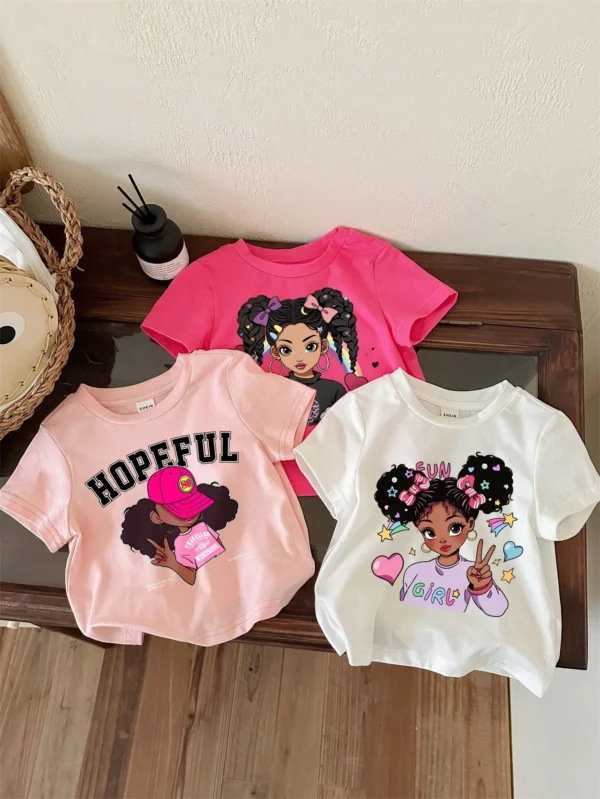 3 pcs t-shirts graphiques col rond