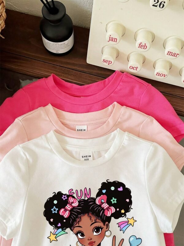 3 pcs t-shirts graphiques col rond – Image 3
