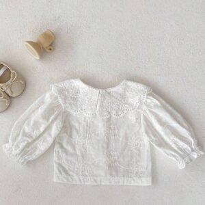 Chemise manches longues col brodé