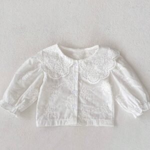 Chemise manches longues col brodé