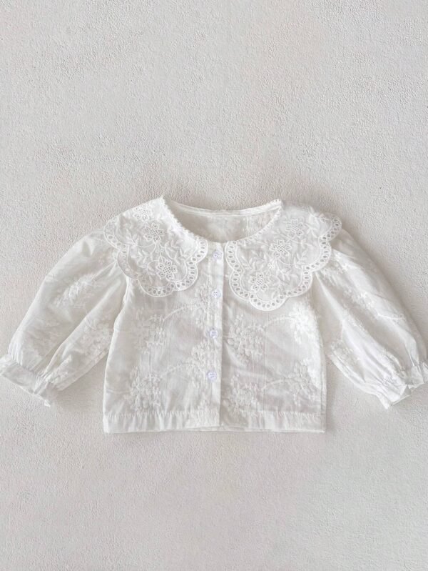 Chemise manches longues col brodé