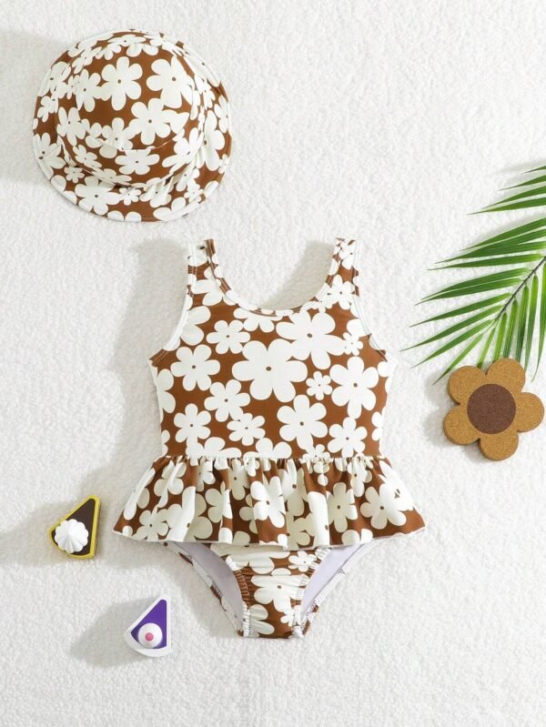 Maillot bain volants fleurs