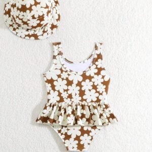 Maillot bain volants fleurs