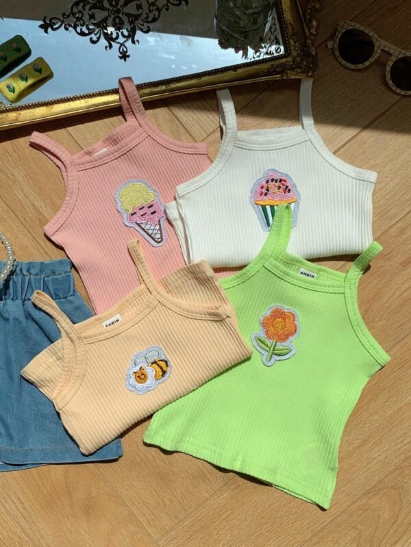 Top sans manches coton broderie 3D – Image 5