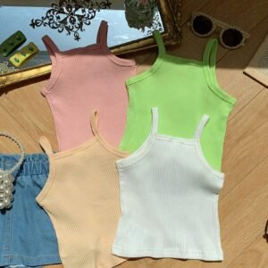 Top sans manches coton broderie 3D