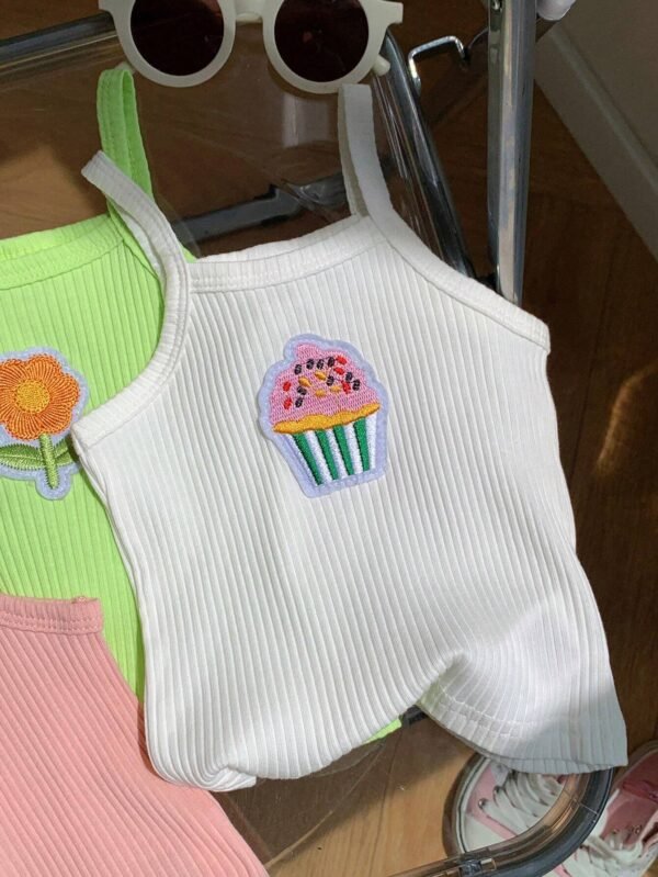 Top sans manches coton broderie 3D – Image 3