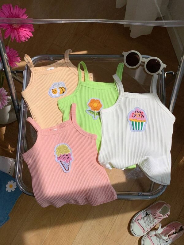 Top sans manches coton broderie 3D – Image 6