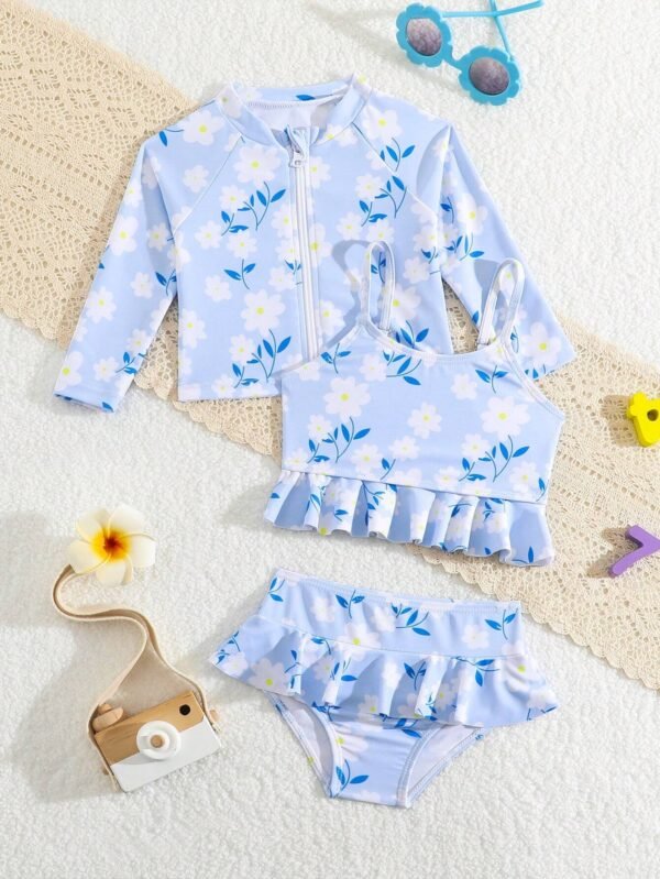 Bikini volants floral zip