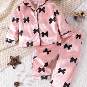 Ensemble pyjama satiné nœud