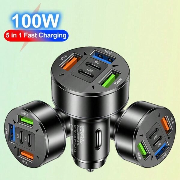 Chargeur voiture 100W 3 ports – Image 2