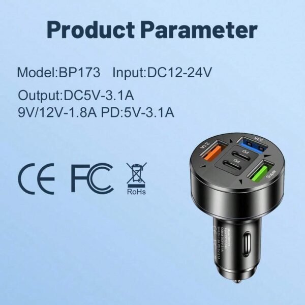 Chargeur voiture 100W 3 ports – Image 12