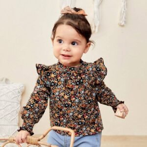 Top manches longues volants floral
