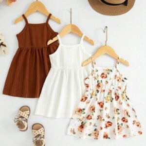 Ensemble 3 pcs robe bretelles bébé