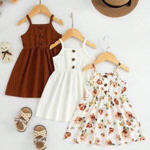 Ensemble 3 pcs robe bretelles bébé