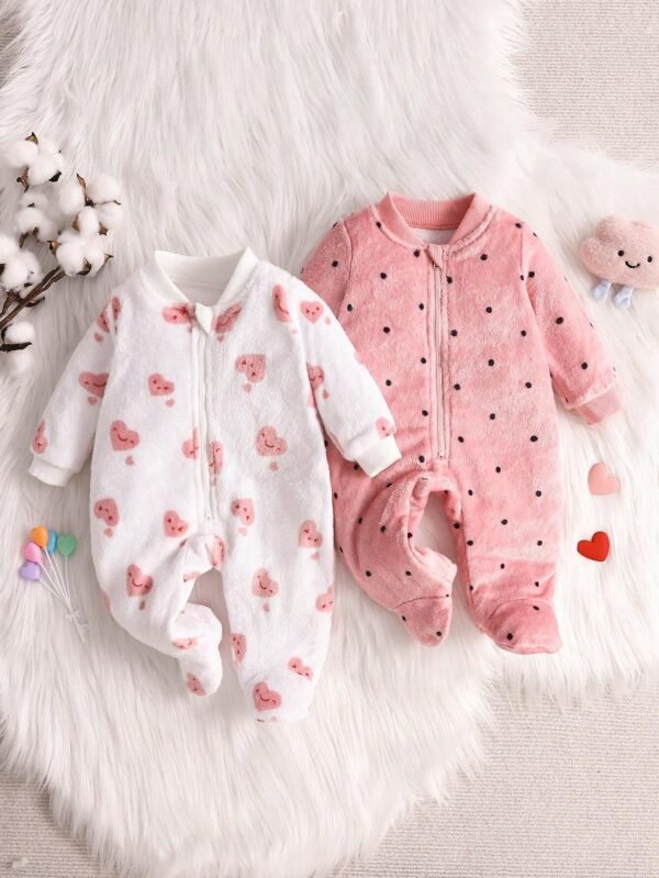 Ensemble 2 pcs cœur pois