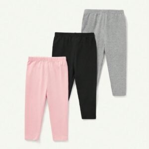 3 pcs leggings unis taille élastique