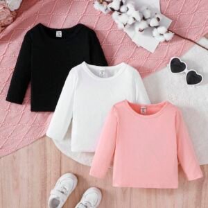 3 pcs t-shirts manches longues unis
