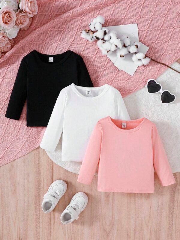 3 pcs t-shirts manches longues unis