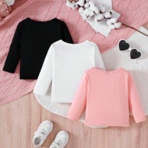 3 pcs t-shirts manches longues unis