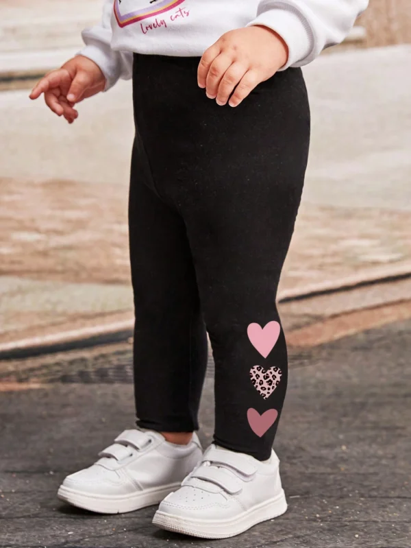 Legging cœur/léopard noir coton