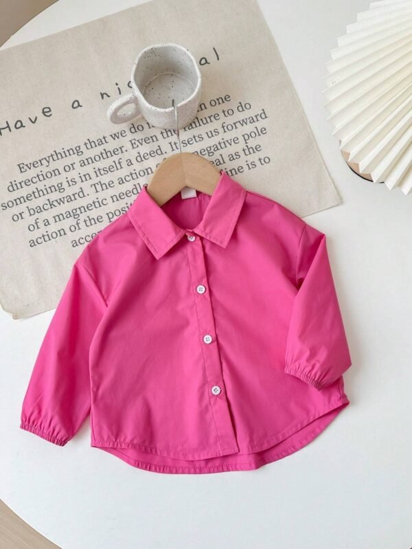 Chemise rose col manches longues – Image 2