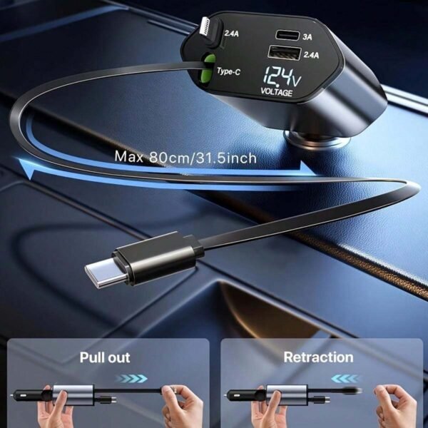 Chargeur voiture câble rétractable – Image 17