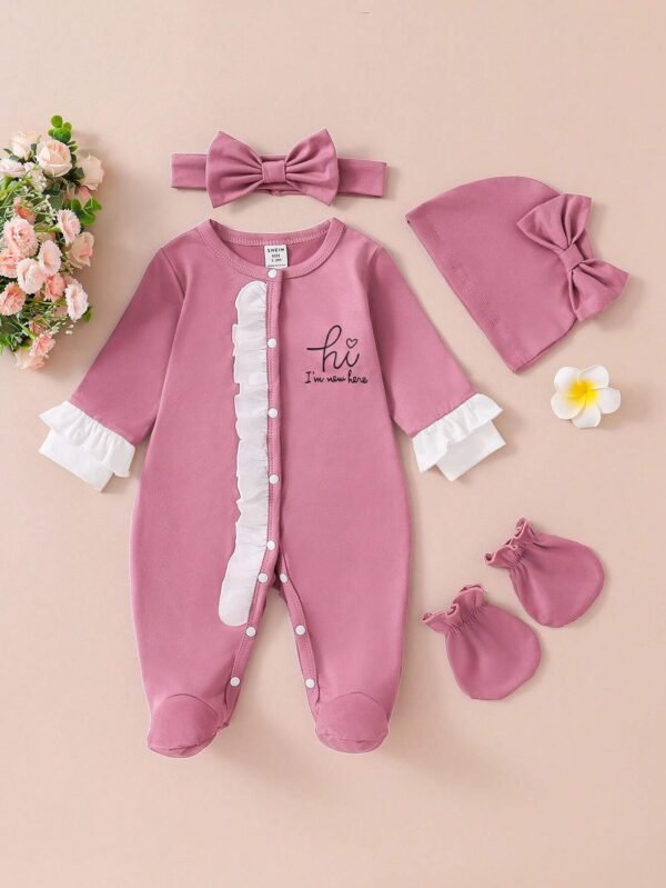 4 pcs pyjama volant rose