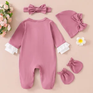4 pcs pyjama volant rose