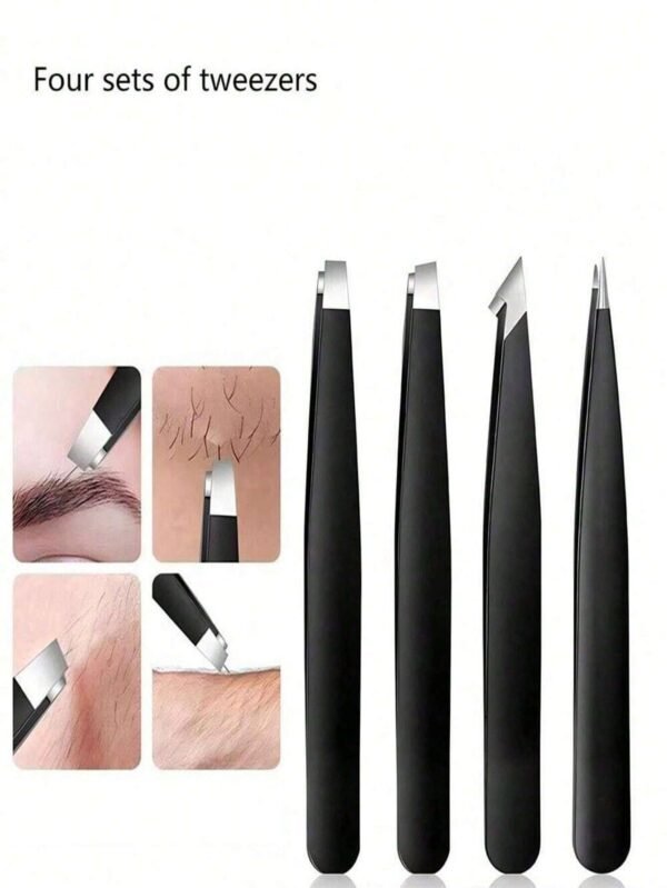 4 pinces sourcils acier
