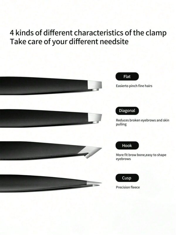 4 pinces sourcils acier – Image 4