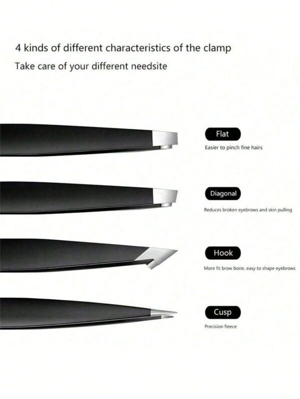 4 pinces sourcils acier – Image 5