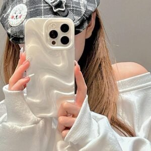 Coque 3D vague perle blanche