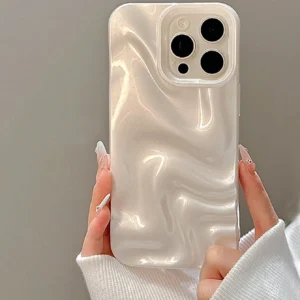 Coque 3D vague perle blanche