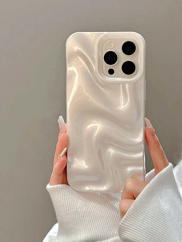 Coque 3D vague perle blanche