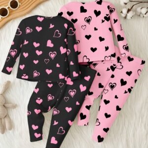 2 pcs pyjama chat rose
