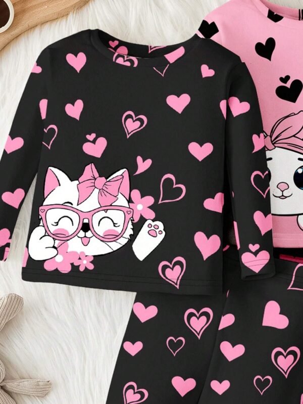2 pcs pyjama chat rose – Image 3