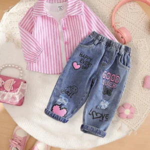 2 pcs chemise rose jean