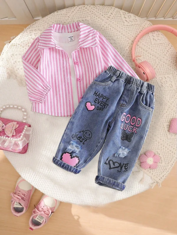 2 pcs chemise rose jean