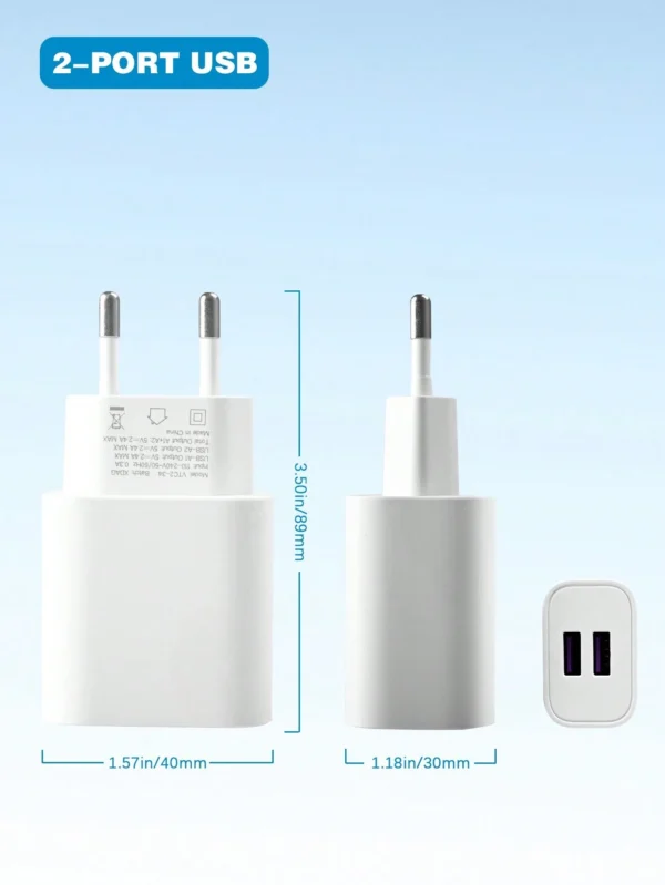 Chargeur double USB blanc – Image 2