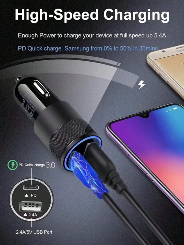 Chargeur voiture USB + Type C – Image 2
