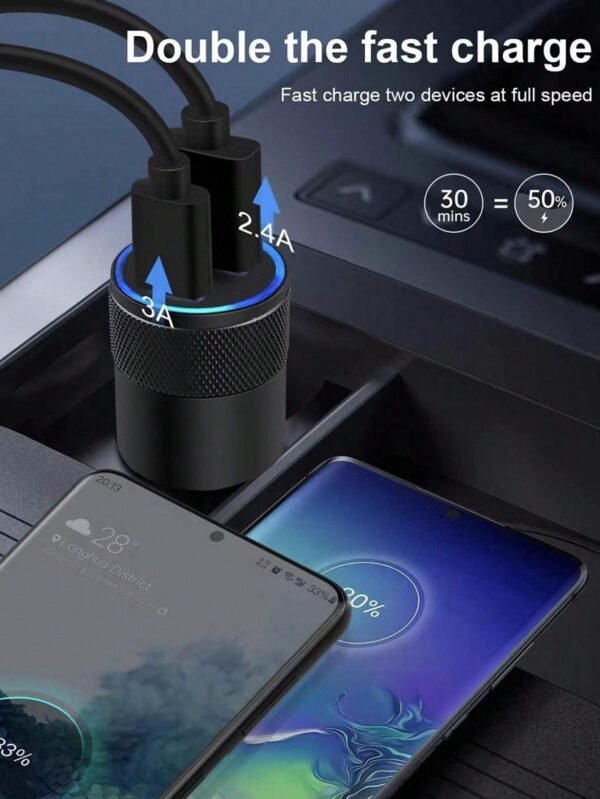 Chargeur voiture USB + Type C – Image 3