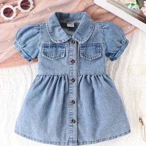 Robe jean manches bouffantes
