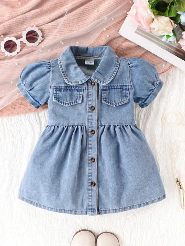 Robe jean manches bouffantes