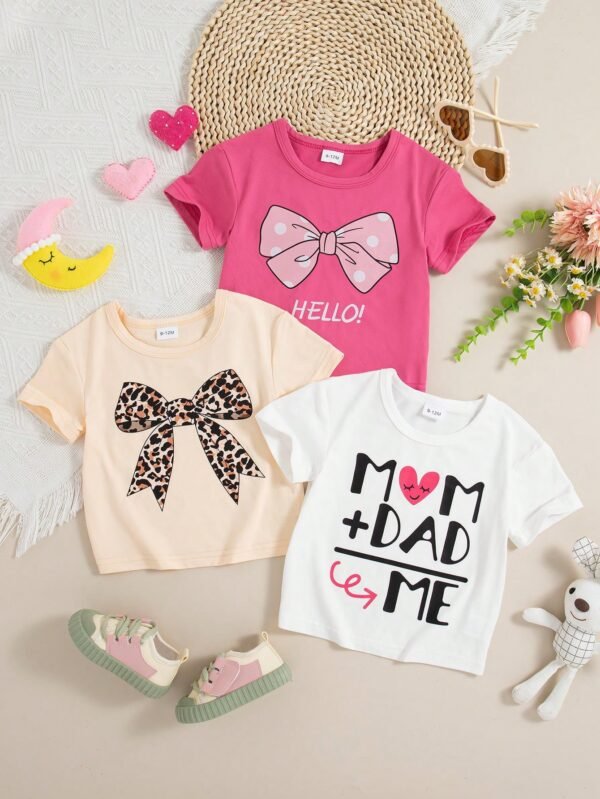 3 pcs set t-shirts lettres graphiques