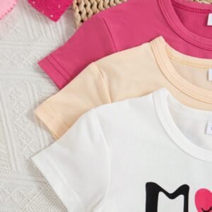 3 pcs set t-shirts lettres graphiques