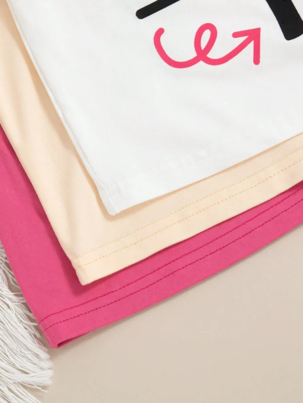 3 pcs set t-shirts lettres graphiques – Image 11
