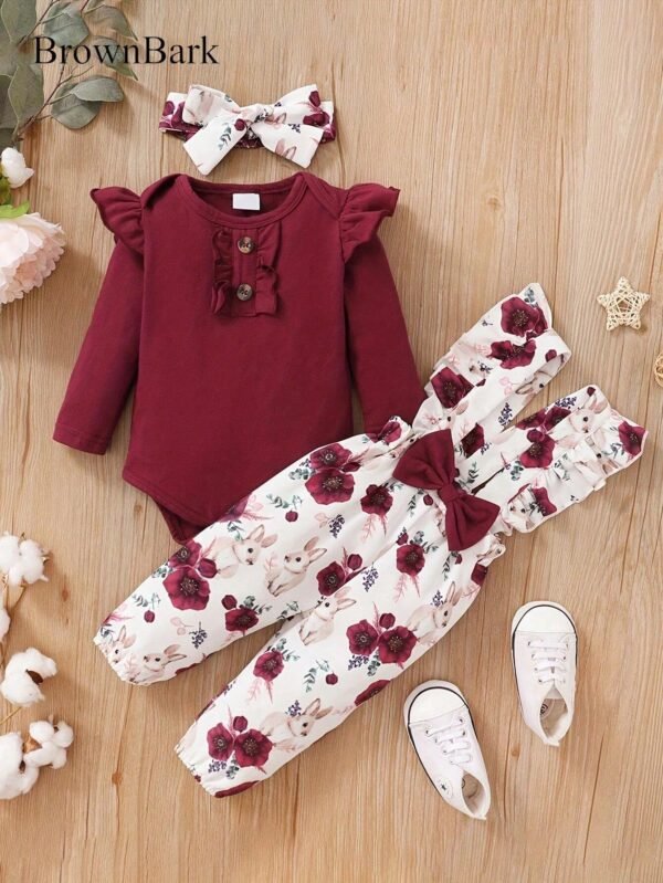 3 pcs haut uni + salopette + bandeau